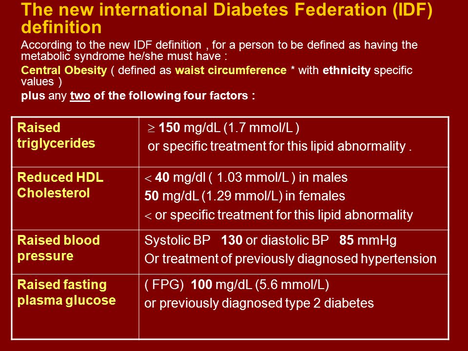 international diabetes federation metabolic syndrome)