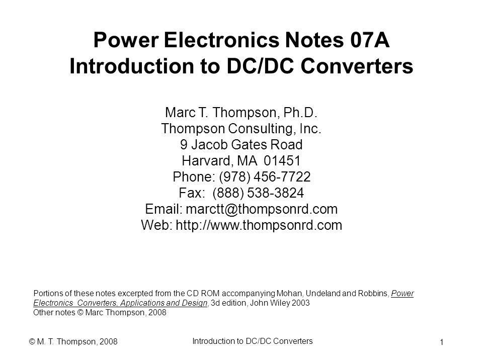Introduction to DC-DC Converters