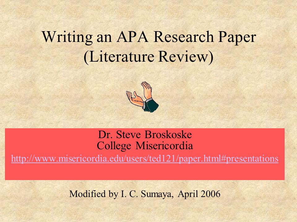 apa style literature review sample