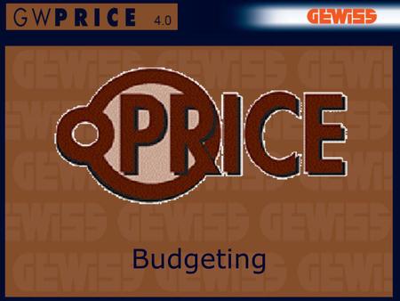 Budgeting. What is GWPRICE for? It is a software programme for making up Lists of materials and Quantities estimates.