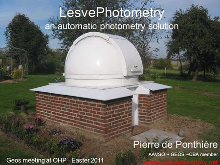 LesvePhotometry an automatic photometry solution