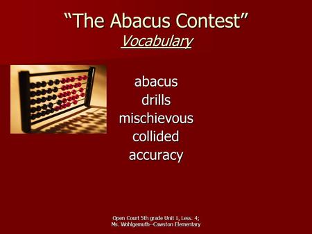 “The Abacus Contest” Vocabulary