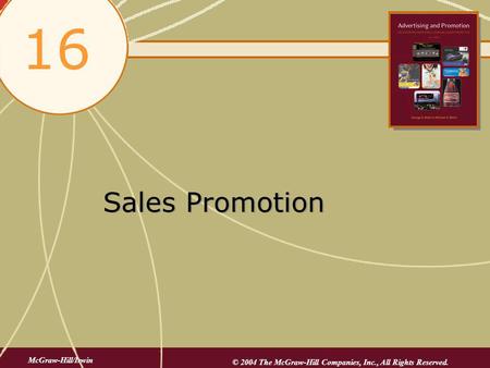 16 Sales Promotion McGraw-Hill/Irwin