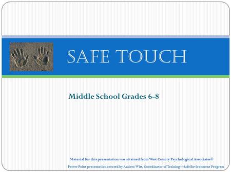Safe Touch Middle School Grades 6-8
