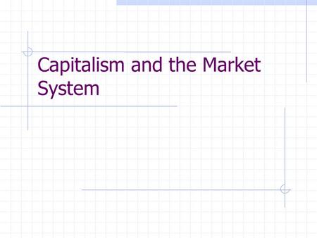 Capitalism and the Market System. Private Property Freedom of Enterprise Freedom of Choice Self-InterestCompetitionRoundabout Production SpecializationDivision.