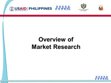 Overview of Market Research. Market Research2 Market Research Module Schedule of Activities Time Activity Day 1: 9:00 - 10:00-Overview of Market Research.