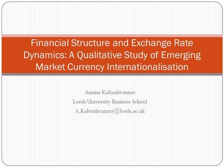 Annina Kaltenbrunner Leeds University Business School Financial Structure and Exchange Rate Dynamics: A Qualitative Study of.