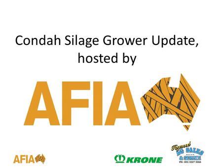 Condah Silage Grower Update, hosted by. The Australian Fodder Industry Association is the peak body for the Australian fodder industry connecting all.