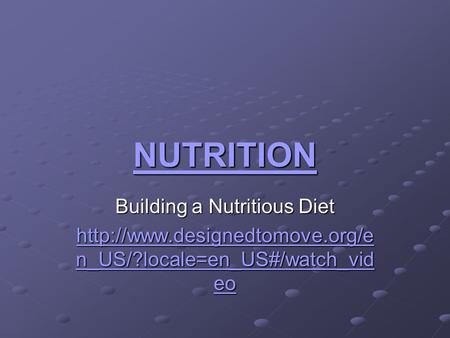 Building a Nutritious Diet