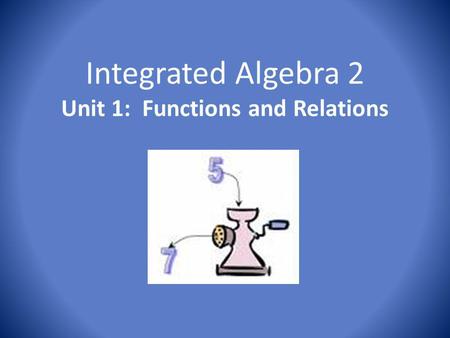 Integrated Algebra 2 Unit 1: Functions and Relations.