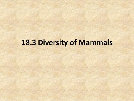 18.3 Diversity of Mammals.