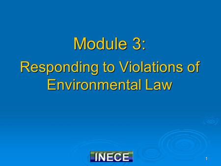 1 Module 3: Responding to Violations of Environmental Law.