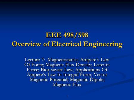 EEE 498/598 Overview of Electrical Engineering
