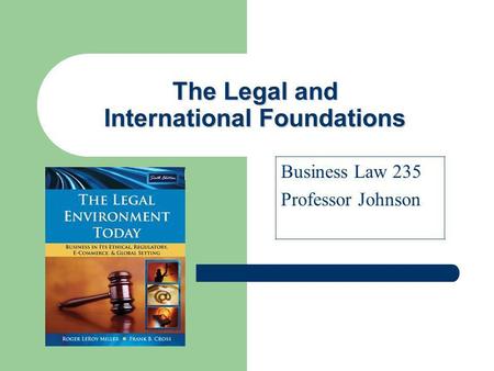 The Legal and International Foundations Business Law 235 Professor Johnson.