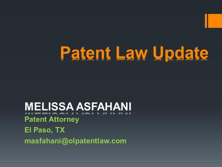 MELISSA ASFAHANI Patent Attorney El Paso, TX