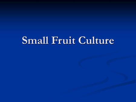 Small Fruit Culture.