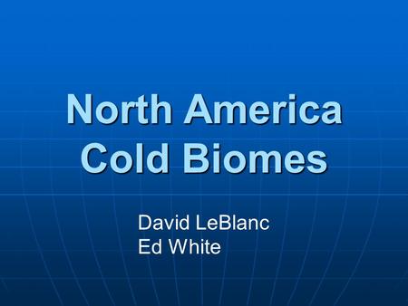 North America Cold Biomes David LeBlanc Ed White.