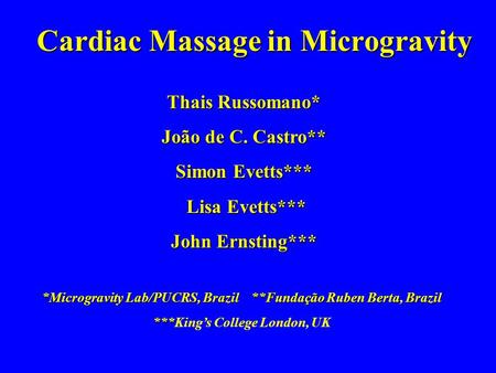 Cardiac Massage in Microgravity