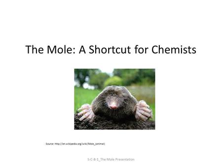 The Mole: A Shortcut for Chemists S-C-8-1_The Mole Presentation Source: