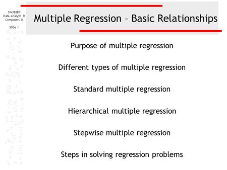 Multiple Regression – Basic Relationships