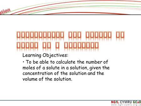 Calculating the Number of Moles in a Solution