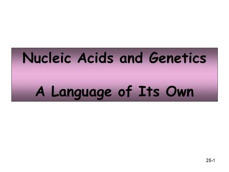 25-1 Nucleic Acids and Genetics A Language of Its Own.