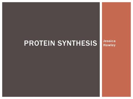 Protein Synthesis Jessica Hawley.