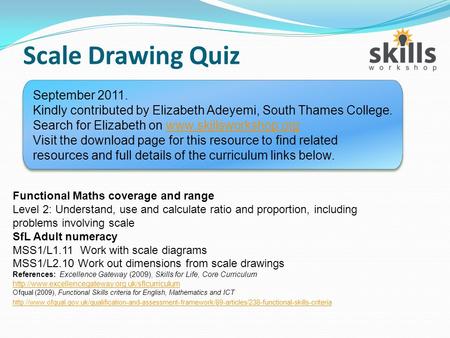 Scale Drawing Quiz September 2011.