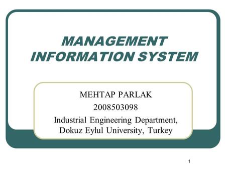 MANAGEMENT INFORMATION SYSTEM