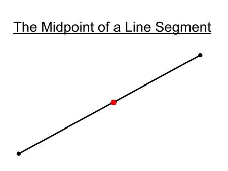 The Midpoint of a Line Segment We are going to elevate our study in analytic geometry past slope and intercepts. This will allow us to model more complex.