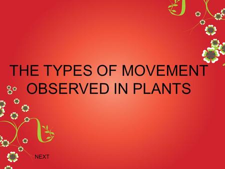 THE TYPES OF MOVEMENT OBSERVED IN PLANTS