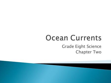 Grade Eight Science Chapter Two. An ocean current is a large mass of moving water in the ocean. A current moves in one, unchanging direction. There are.