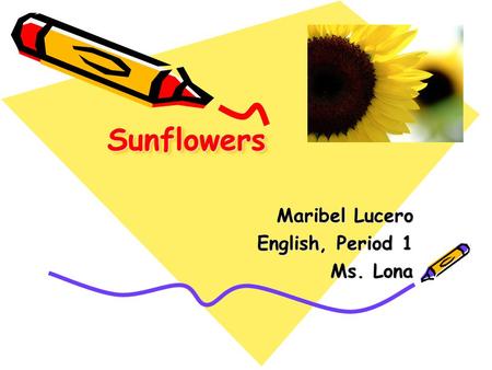 SunflowersSunflowers Maribel Lucero English, Period 1 Ms. Lona.