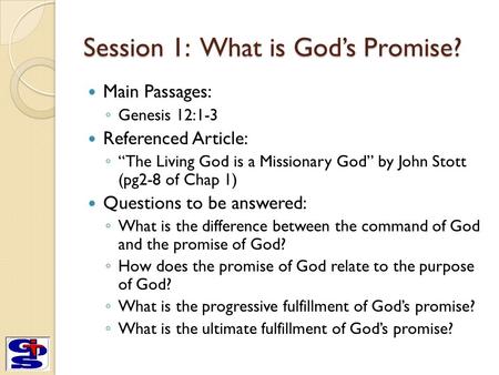 Session 1: What is God’s Promise?