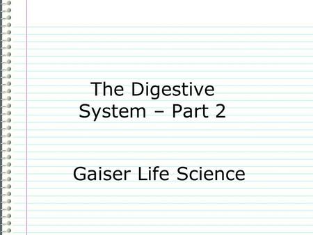 The Digestive System – Part 2 Gaiser Life Science.