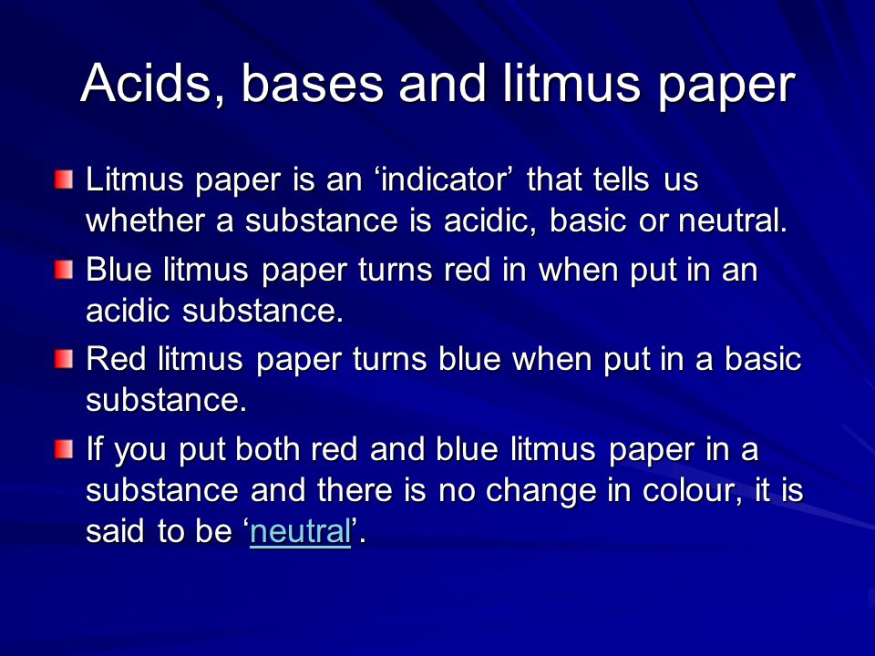 acids make litmus paper turn what color