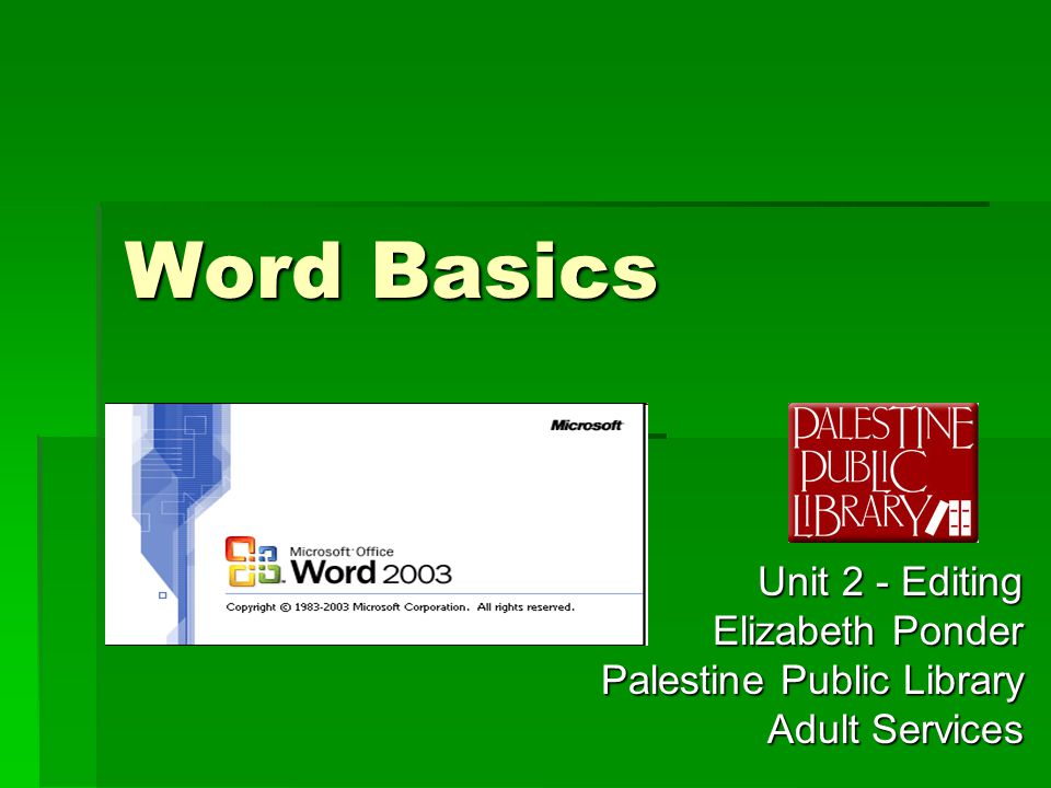 Microsoft Word Basics - Algonquin Area Public Library