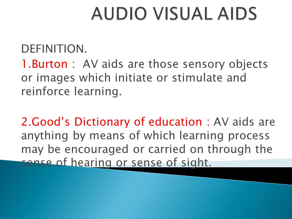 AUDIO VISUAL AIDS DEFINITION. - ppt video online download