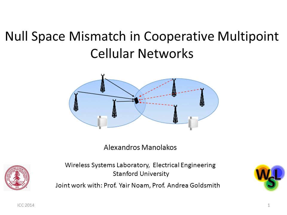 Null Space Mismatch in Cooperative Multipoint Cellular Networks Joint work  with: Prof. Yair Noam, Prof. Andrea Goldsmith Alexandros Manolakos  Wireless. - ppt download