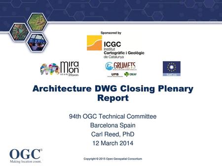 Architecture DWG Closing Plenary Report