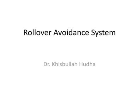 Rollover Avoidance System
