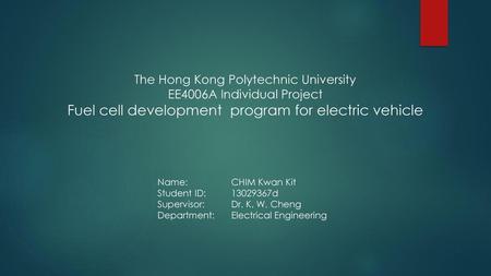 Fuel cell development program for electric vehicle