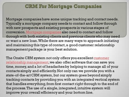  CRM for Mortgage Companies    