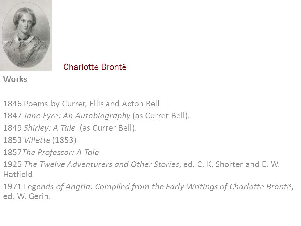 Charlotte Bronte Works 1846 Poems By Currer Ellis And Acton Bell Ppt Video Online Download