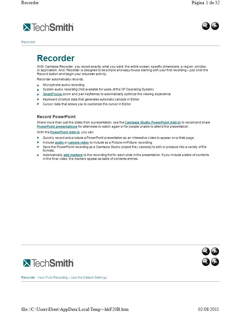 Recorderpagina 1 De 32 Recorder With Camtasia Recorder You Record Exactly What You Want The Entire Screen Specific Dimensions A Region Window Or Ppt Download