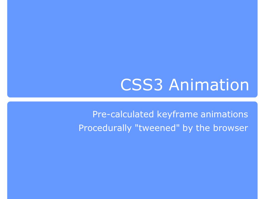 CSS3 Animation Pre-calculated keyframe animations Procedurally 