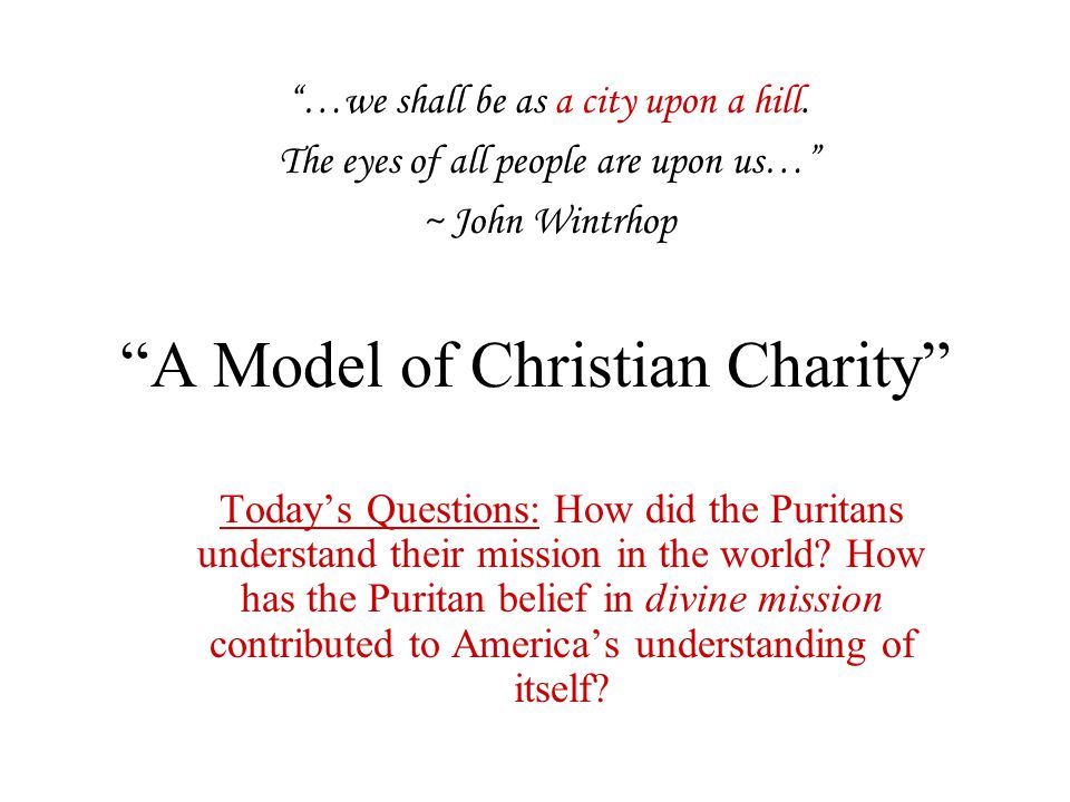 winthrop a model of christian charity