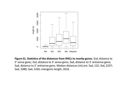 Figure S1. Statistics of the distances from IPACs to nearby genes