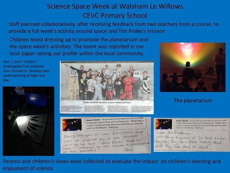 Science Space Week at Walsham Le Willows CEVC Primary School