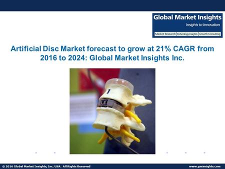 © 2016 Global Market Insights, Inc. USA. All Rights Reserved  Cervical Artificial Disc Market to surpass USD 3 billion by 2024.